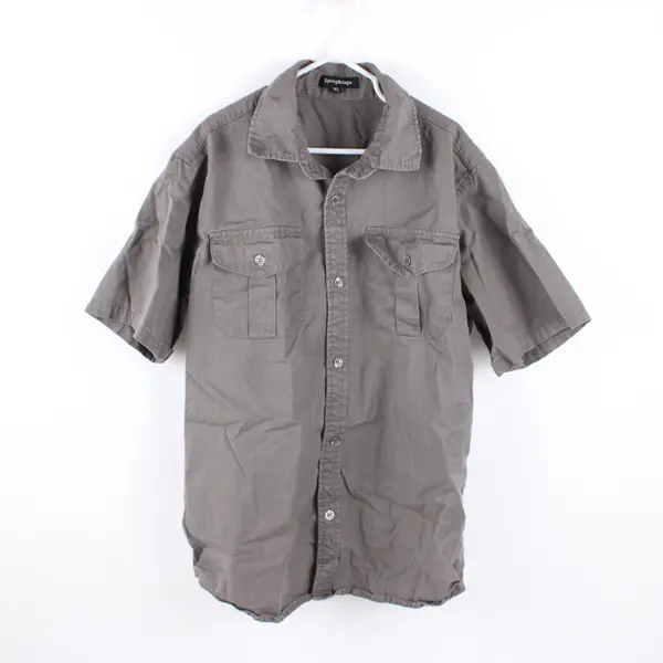 Spring & Gege Boys Gray Short Sleeve Button-Up Shirt Size XL