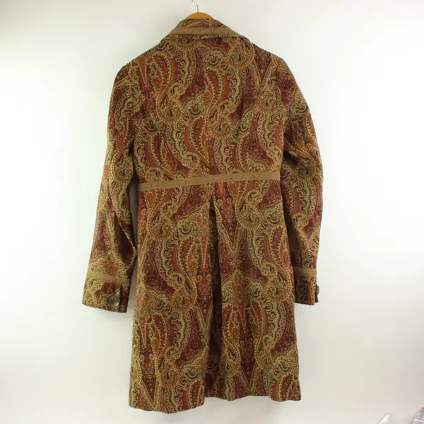 Kenzie Women's Long Paisley Button-Front Coat Red Brown Size 6