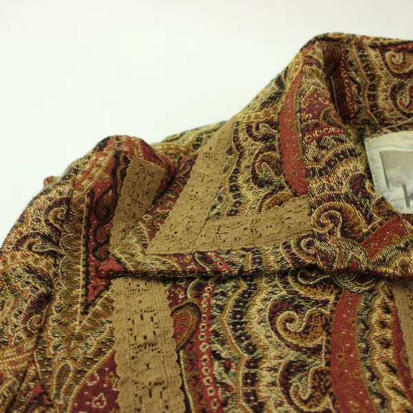 Kenzie Women's Long Paisley Button-Front Coat Red Brown Size 6
