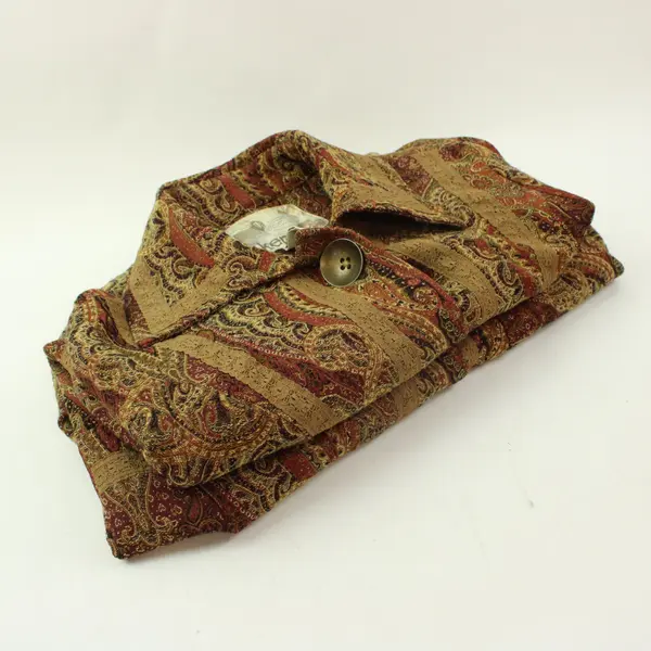 Kenzie Women's Long Paisley Button-Front Coat Red Brown Size 6