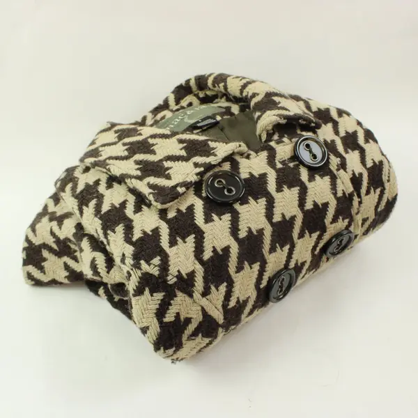 Mac & Jac Women's Size 6 Brown Houndstooth Knit Double-Breasted Coat