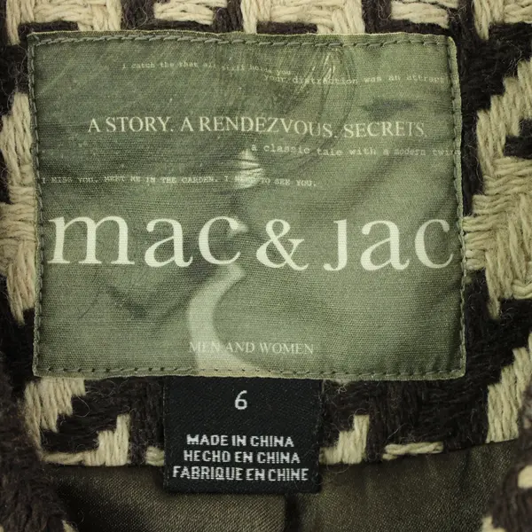 Mac & Jac Women's Size 6 Brown Houndstooth Knit Double-Breasted Coat