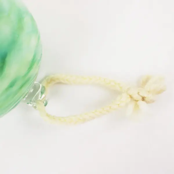 Handblown Green & White Swirl Art Glass Ornament Decorative Orb