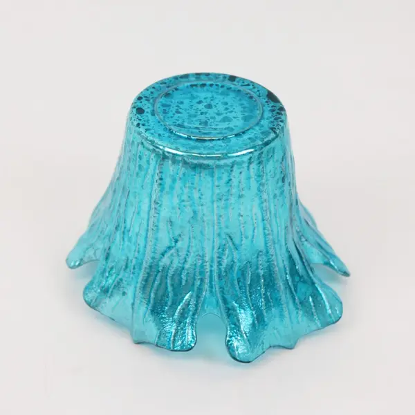 Blue Art Glass Ruffled Edge Candle Holder