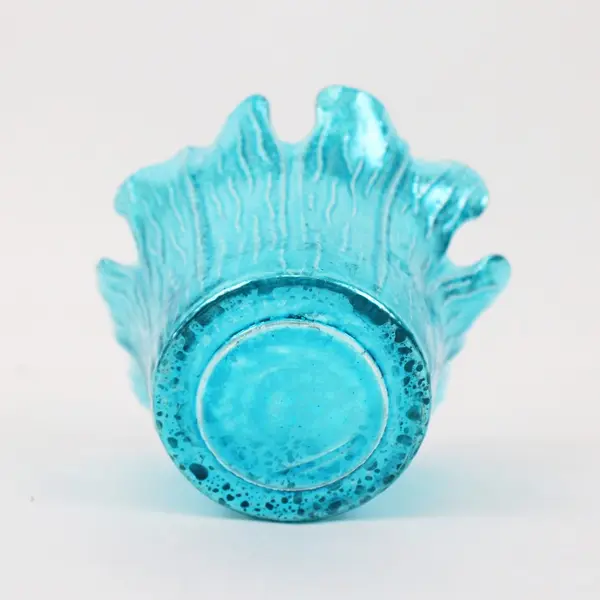 Blue Art Glass Ruffled Edge Candle Holder