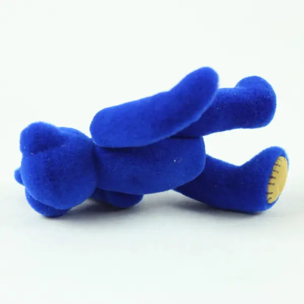 Small Blue Velveteen Jointed Teddy Bear in Yellow Box