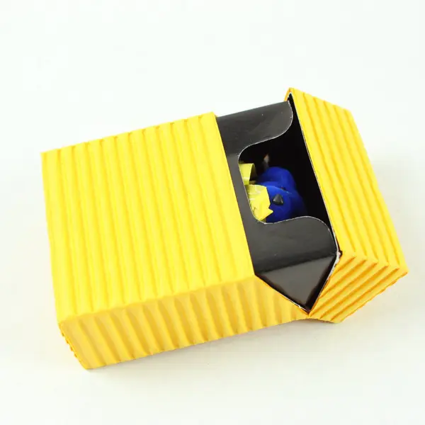 Small Blue Velveteen Jointed Teddy Bear in Yellow Box