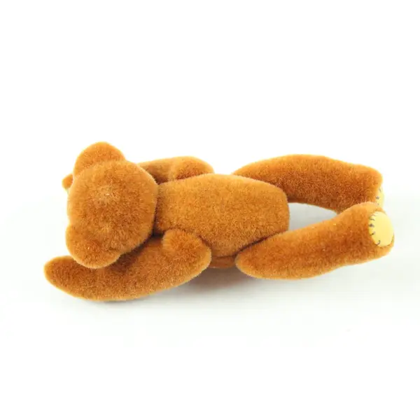 Brown Velveteen Jointed Teddy Bear in Yellow Box