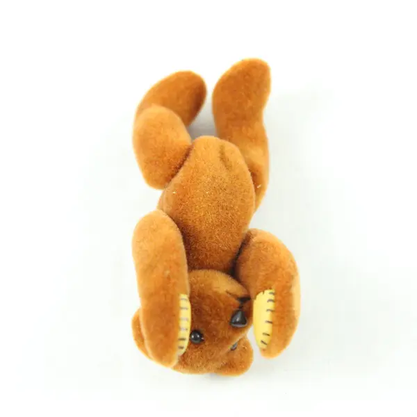 Brown Velveteen Jointed Teddy Bear in Yellow Box
