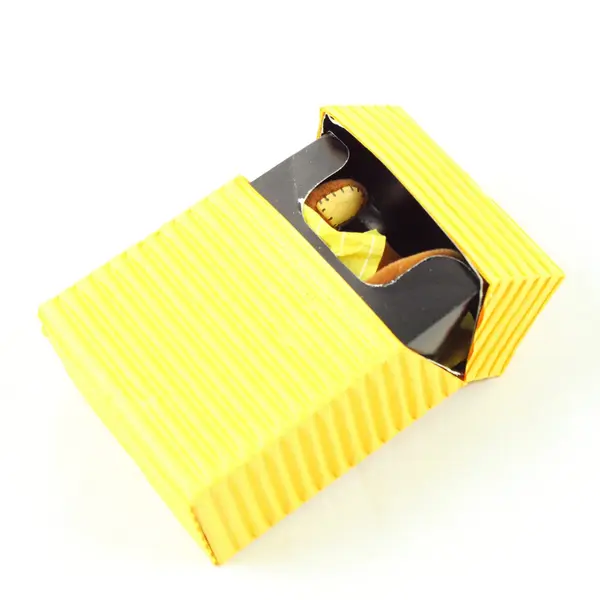 Brown Velveteen Jointed Teddy Bear in Yellow Box