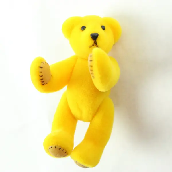 Small Yellow Velveteen Jointed Teddy Bear in Yellow Box
