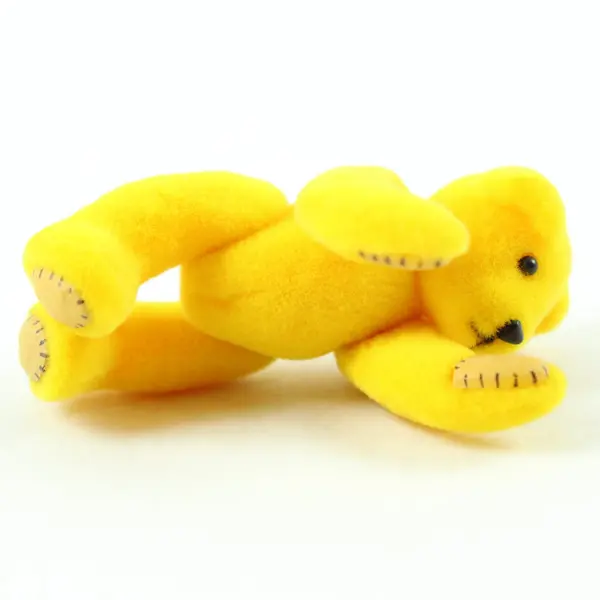Small Yellow Velveteen Jointed Teddy Bear in Yellow Box