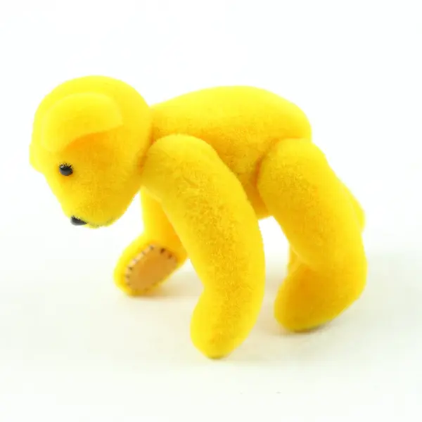 Small Yellow Velveteen Jointed Teddy Bear in Yellow Box