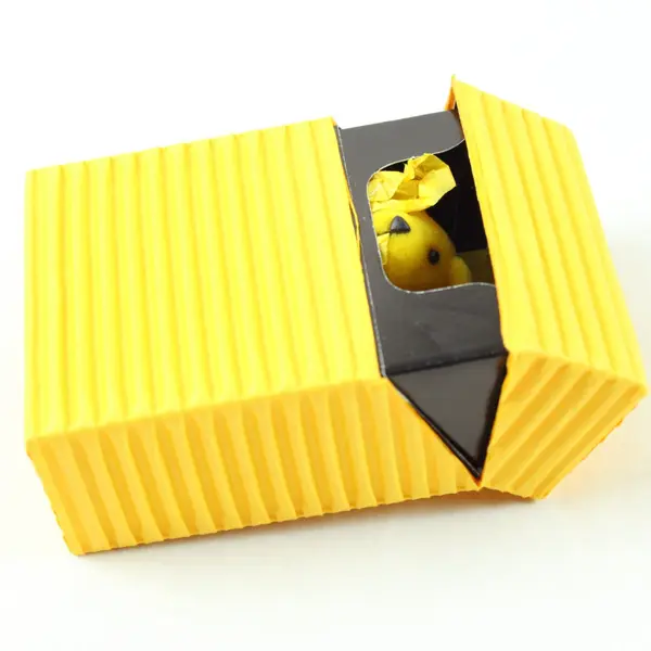Small Yellow Velveteen Jointed Teddy Bear in Yellow Box