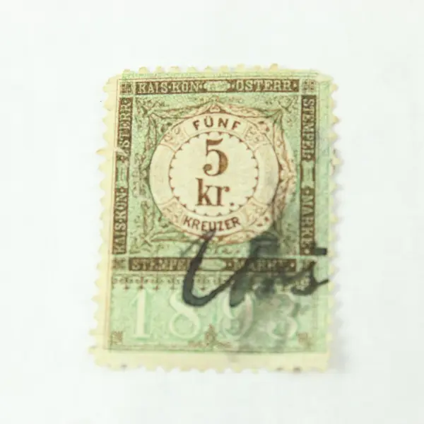 1893 Austria 5 Kreuzer Revenue Stamp Green Cancelled Fiscal Stamp