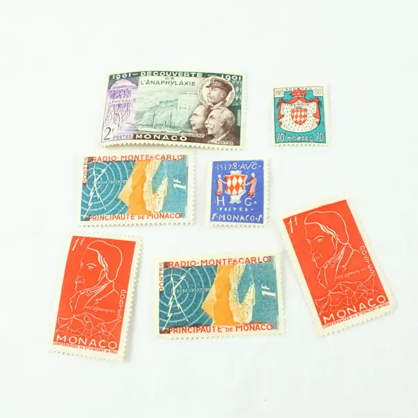 Lot of 7 Vintage 1950s Monaco Postage Stamps Mint 