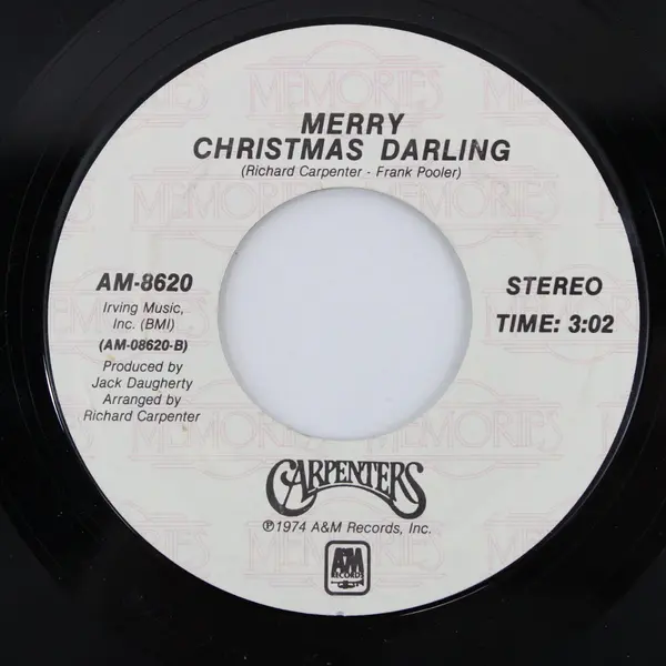 Carpenters Merry Christmas Darling/Christmas Song 7" Vinyl 45 RPM A&M AM-8620