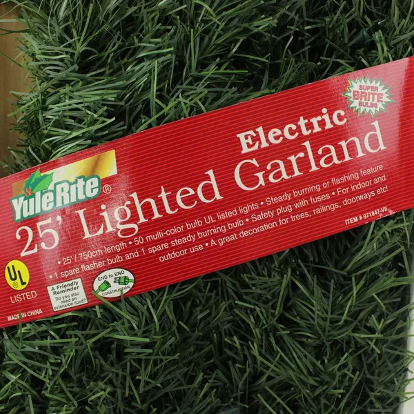 Yule Rite 25 Ft Electric Lighted Garland Multicolor Holiday Lights