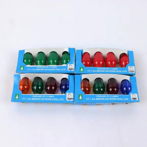 Lot of 4 Pks Vtg.Trim-A-Home C7.5-5w Replacement Holiday Bulbs Indoor/Outdoor  