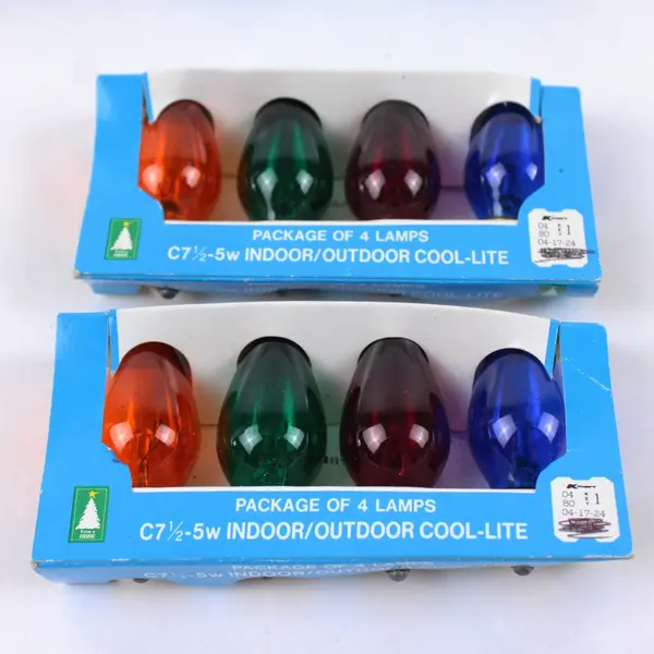 Lot of 4 Pks Vtg.Trim-A-Home C7.5-5w Replacement Holiday Bulbs Indoor/Outdoor  