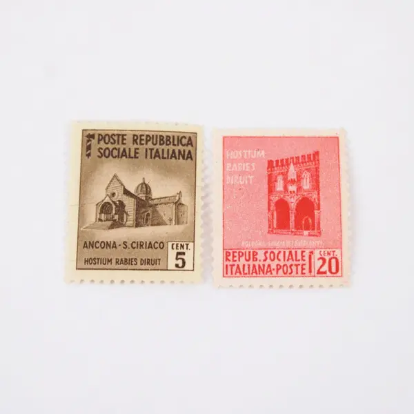 1944 Italian Social Republic RSI Stamps Pair Ancona 5c 20c Mint Hinged