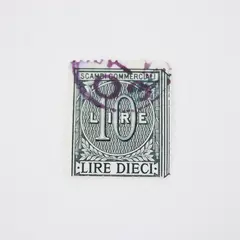 Italy Used Revenue Fiscal Stamp Scambi Commerciali Lire Dieci 10 Lire