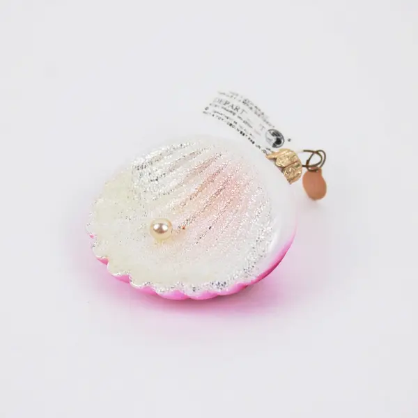 Department 56 Pink Glass Scallop Shell Ornament Pearl 56.43173