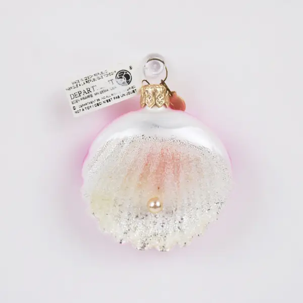 Department 56 Pink Glass Scallop Shell Ornament Pearl 56.43173