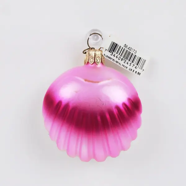 Department 56 Pink Glass Scallop Shell Ornament Pearl 56.43173