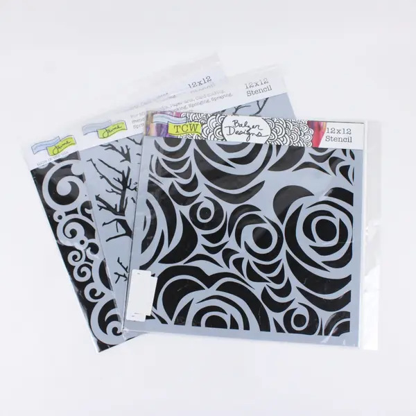 Lot of 3 The Crafter's Workshop Balzer Designs 12x12 Stencils New