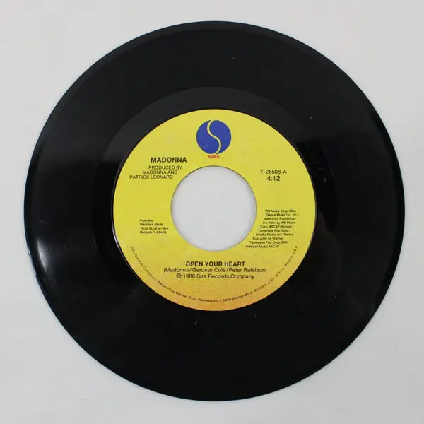 Madonna Open Your Heart/White Heat 7"Vinyl Record Sire 7-28508