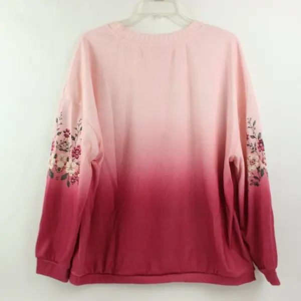 Women's Pink Floral Faux Embroidered Button Front Knit Cardigan Sweater XXL