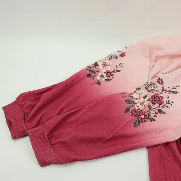 Women's Pink Floral Faux Embroidered Button Front Knit Cardigan Sweater XXL