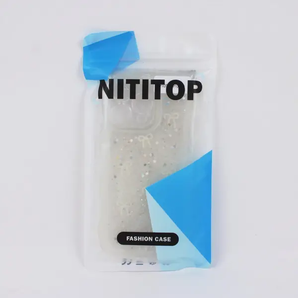 Nititop Clear Case for iPhone 15 Pro Max 3D Glitter Bow