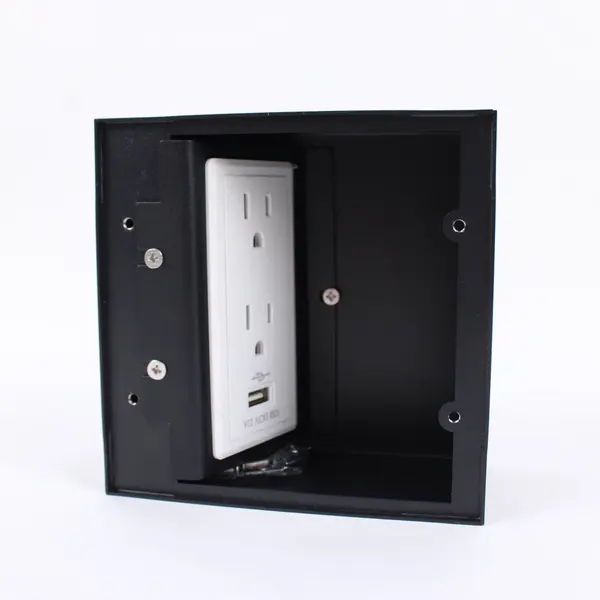 Recessed Hidden Floor Outlet Box Kit Duplex 21A Tamper-Resistant Hinged Cover
