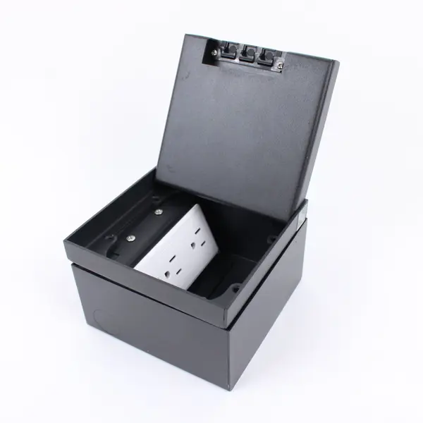 Recessed Hidden Floor Outlet Box Kit Duplex 21A Tamper-Resistant Hinged Cover