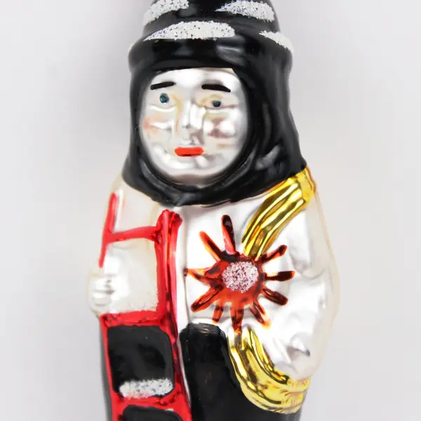 Inge-Glas Hand Blown Hand Painted Chimney Sweep Christmas Ornament 4.25" VG