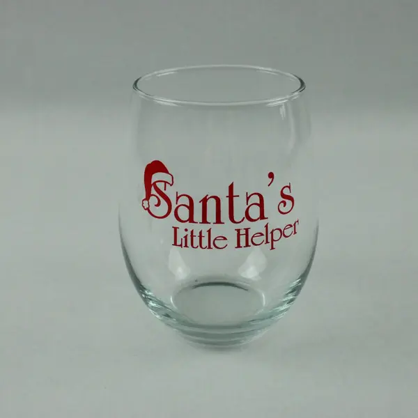 Santa's Little Helper Wine Glass 5 in