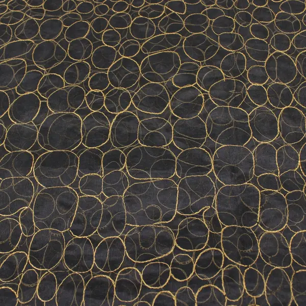 2.25 Yards Black & Gold Chiffon Fabric 58" Wide