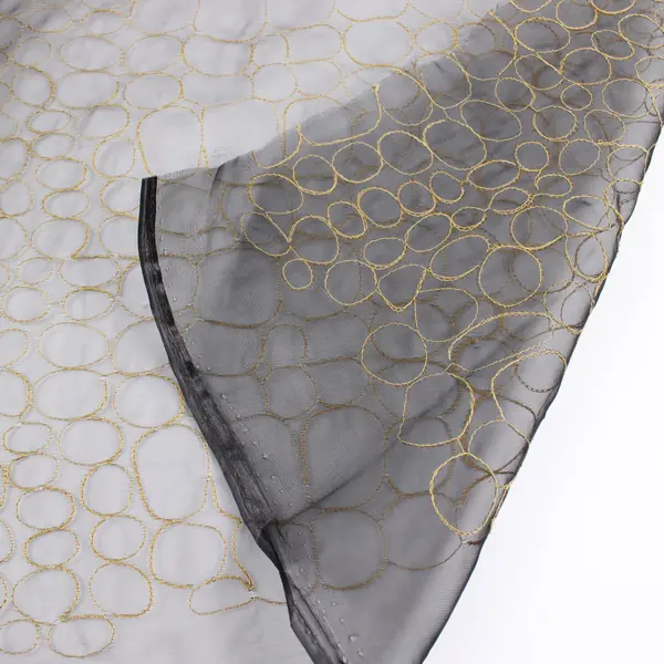2.25 Yards Black & Gold Chiffon Fabric 58" Wide