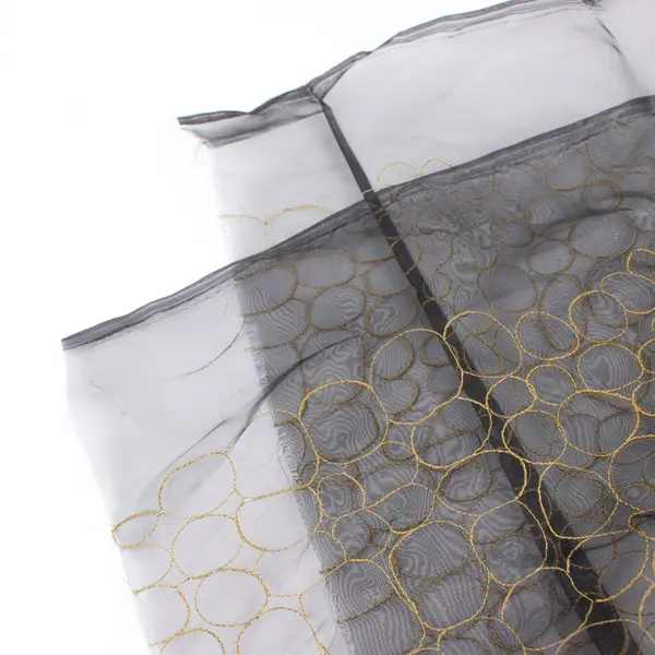 2.25 Yards Black & Gold Chiffon Fabric 58" Wide