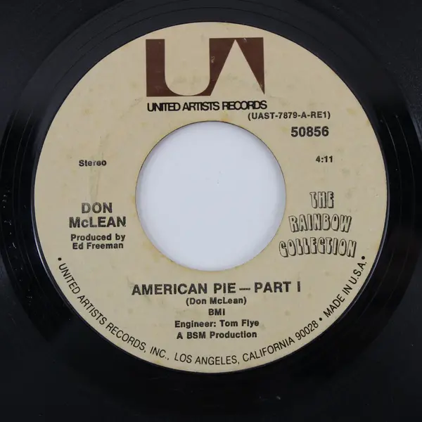 Don McLean American Pie Part I and II United Artists  7" Vinyl Record