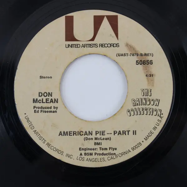 Don McLean American Pie Part I and II United Artists  7" Vinyl Record