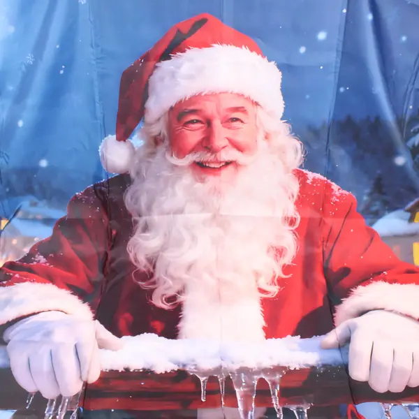 Santa Claus Snow Scene Holiday Window Decor Flag 71.5 x 44 in