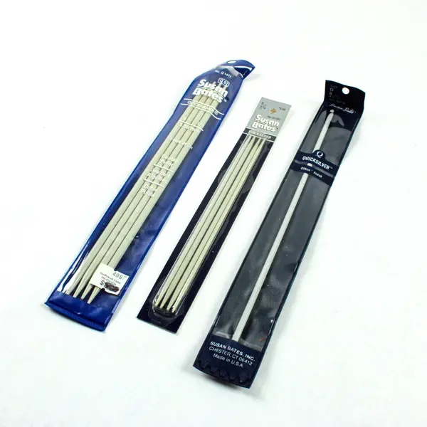 Lot of 3 Packs Susan Bates Quicksilver Grey Knitting Needles, Assorted Sizes