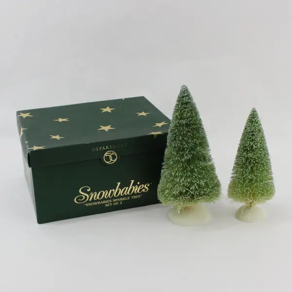 Dept 56 Snowbabies Sparkle Trees #69358 2 Pc Set Incomplete Original Box