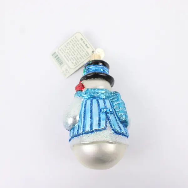 Vintage Old World Christmas Frosty Snowman 2001 Heart Glass Ornament