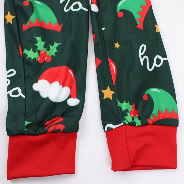 Women's Green Christmas Print Hooded Pajama One Piece Medium