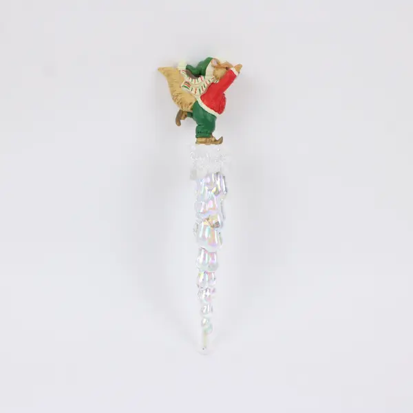 VTG Ornament Squirrel Resin Figurine Running Atop a Plastic Twisted Icicle 7.5"