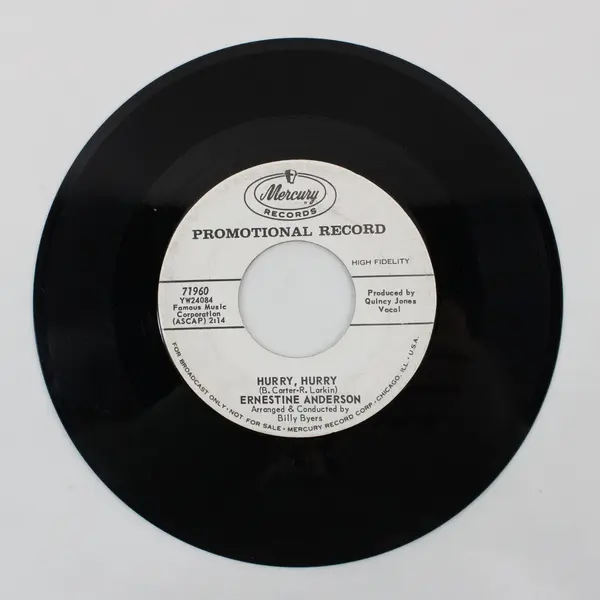 Ernestine Anderson Hurry Hurry/After The Lights Go Down Low 7" Vinyl Record